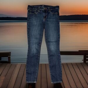 Gap Legging Crop Ankle Jeans 26 (27x25.5) Dark Wash Blue Denim Stretch Womens